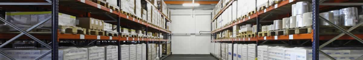 Pallet racks in warehouse