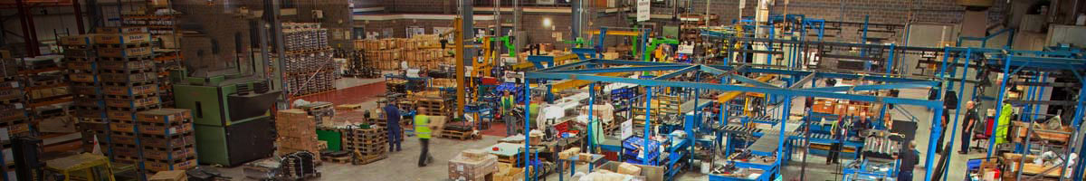 Top view of group of workers in warehouse