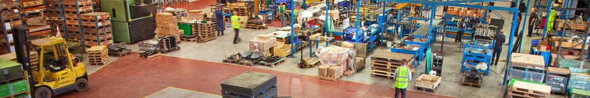 Top view of workers inside warehouse